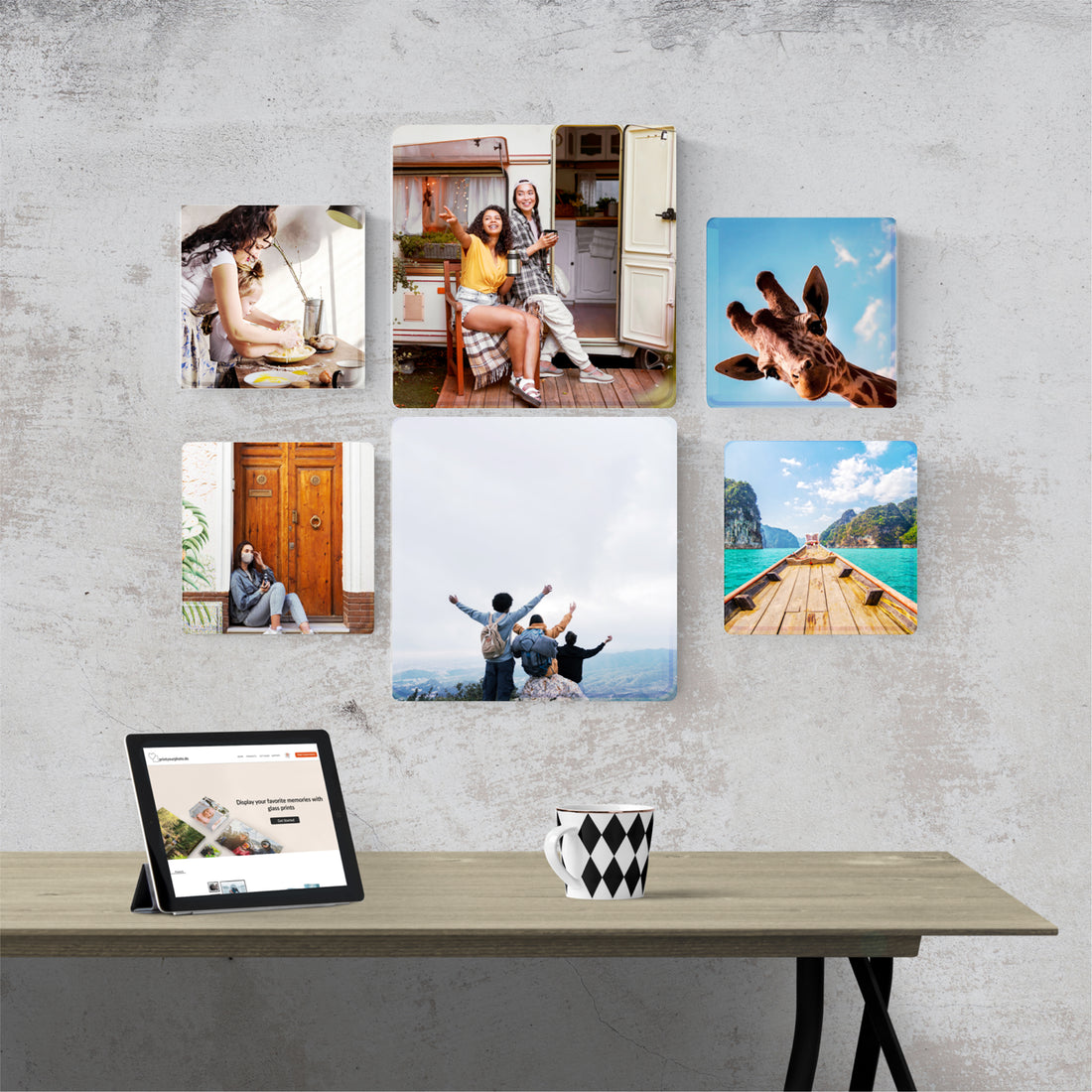 Custom Real Glass Memory Wall Art – Personalized Photo Collage for Timeless Moments