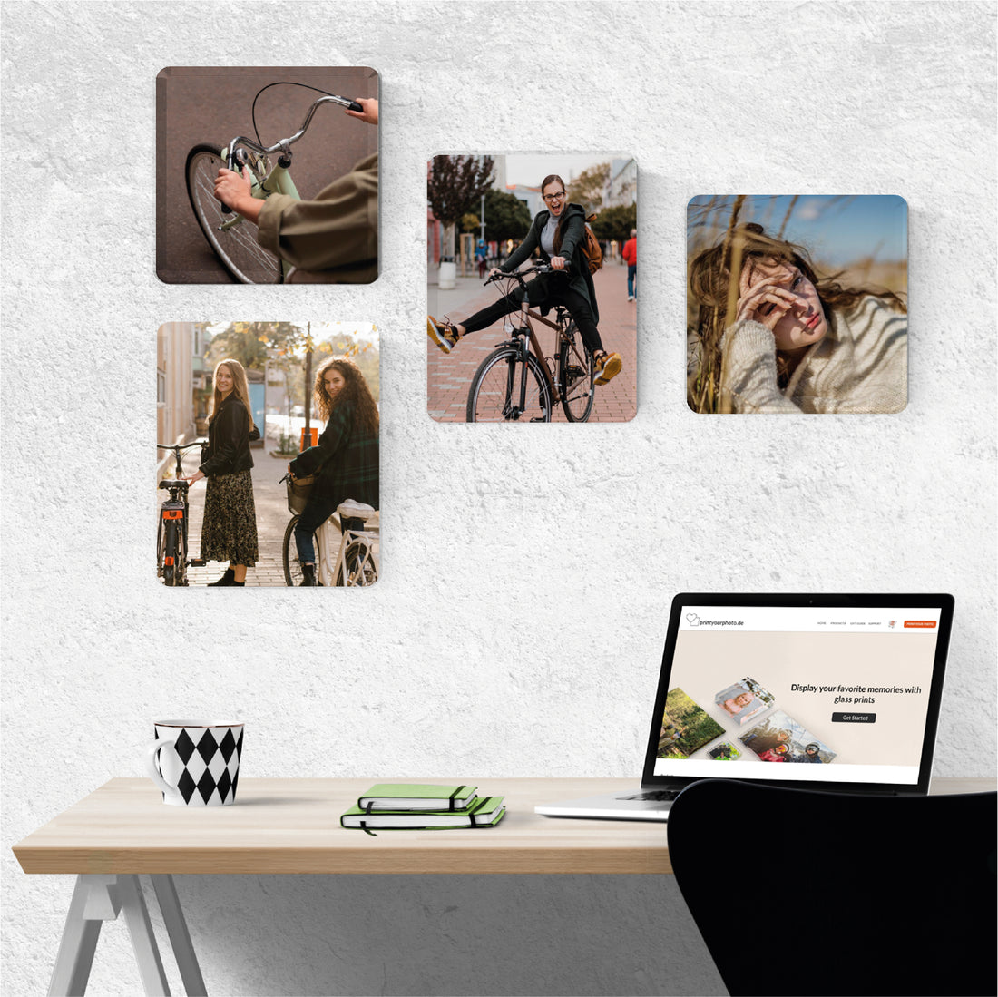 Personalized birthday glass photo frames displayed in a cheerful and modern interior, capturing joyful birthday memories.