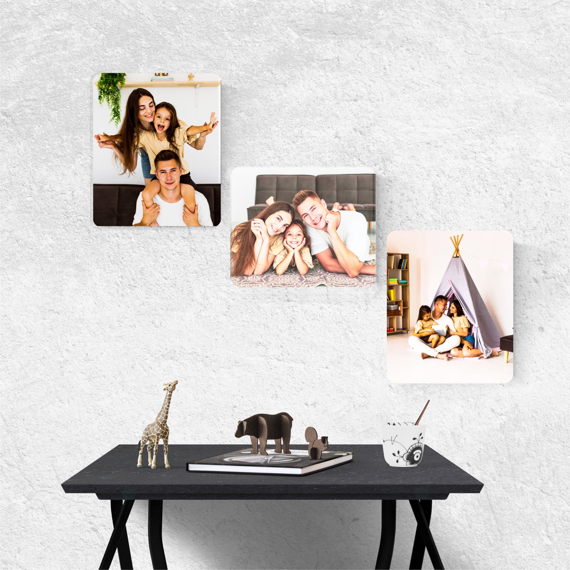 Custom real glass anniversary photo frame to celebrate timeless love stories. Stylishly placed on a desk or shelf.