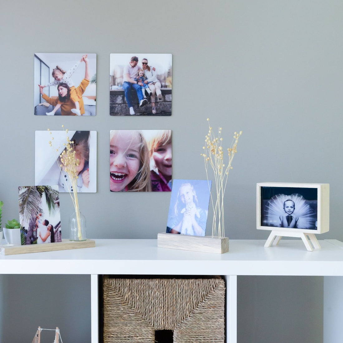 High-quality real glass picture frame with vibrant and long-lasting colors. Displayed in a modern living space.